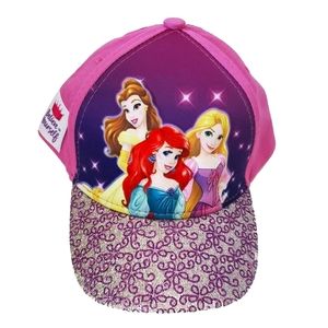 Disney Princess Baseball Cap 3D Pop Up Hat Kids Girls Headwear Glitter Pink